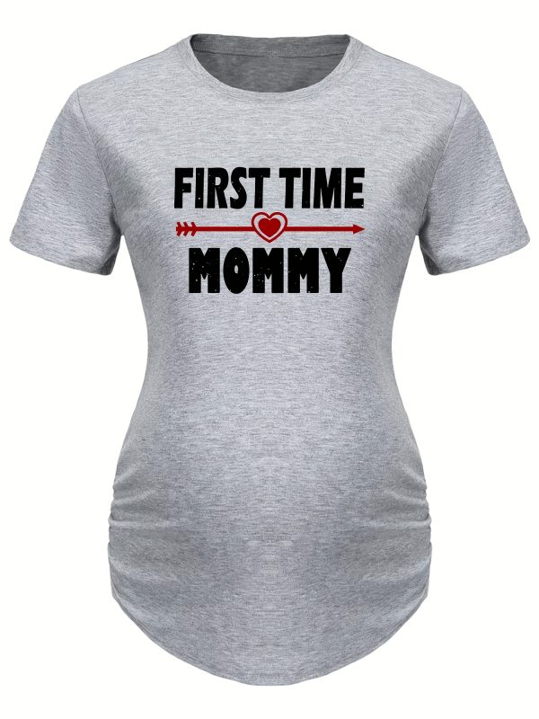 First Time Mommy' Comfy Maternity Tee - Stylish, Breathable & Stretchy, Machine-Washable Top for All Seasons